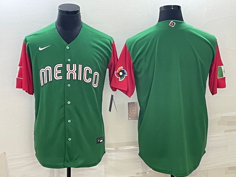 Men 2023 World Cub Mexico Blank Green Nike MLB Jersey1->more jerseys->MLB Jersey